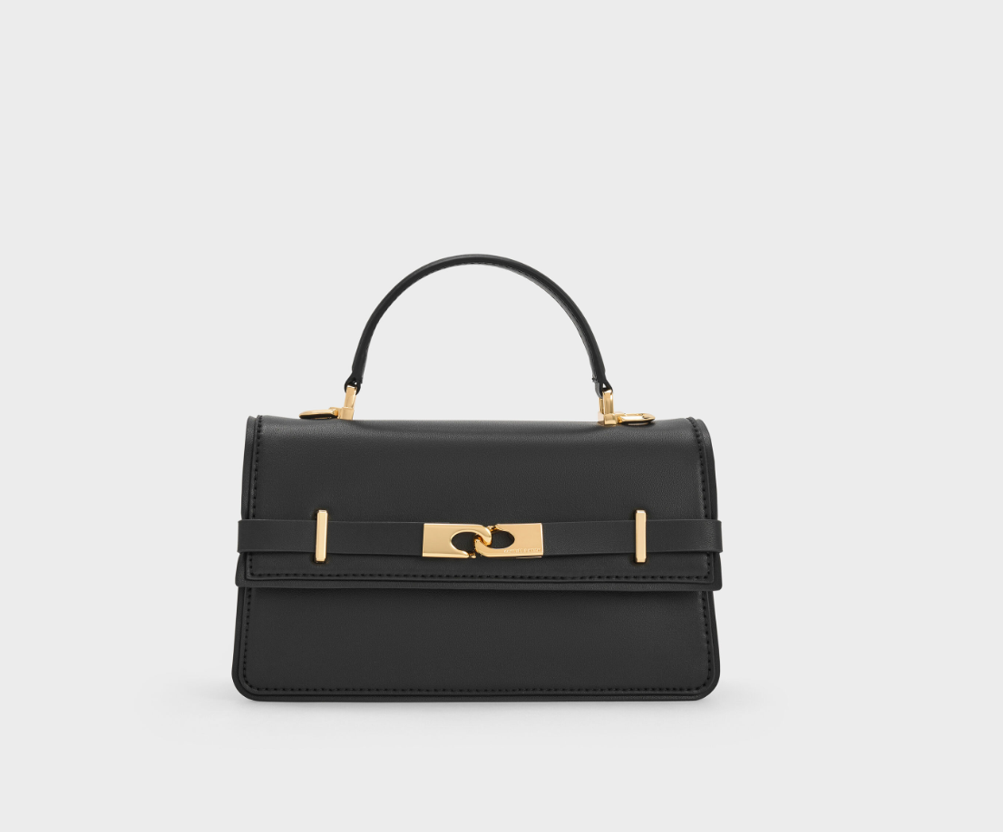 Charles & Ke*th - Arlet Belted Top Handle Bag - Black