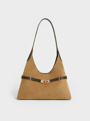 Charles & Ke*th - Arlet Metallic-Accent Belted Hobo Bag - Sahara Sand