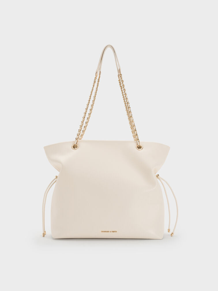 Charles & Ke*th - Arya Braided-Strap Double-Handle Tote Bag - Cream