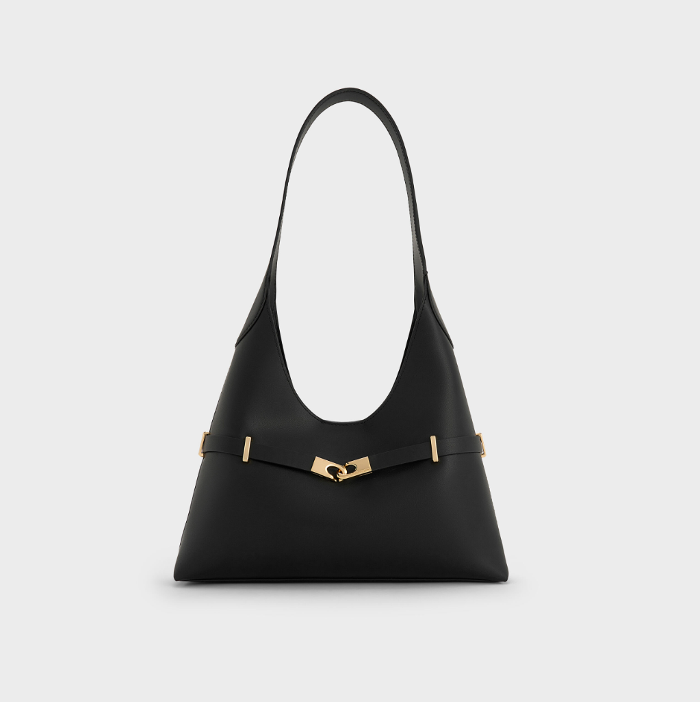 Charles & Ke*th - Arlet Metallic-Accent Belted Hobo Bag - Black