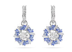 Swar*vski - Idyllia drop earrings Mixed cuts, Flower, Blue, Rhodium plated - 5680016