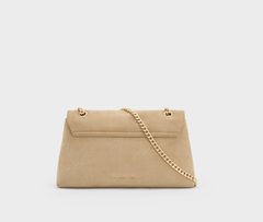 Charles & Ke*th - Lilibet Recycled Suede Chain-Strap Bag - Nutmeg Beige