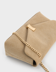 Charles & Ke*th - Lilibet Recycled Suede Chain-Strap Bag - Nutmeg Beige