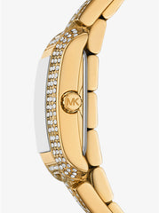 Michael K*rs - Petite Emery Pavé Gold-Tone Double Wrap Watch - MK4835
