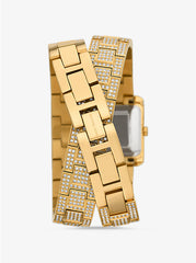Michael K*rs - Petite Emery Pavé Gold-Tone Double Wrap Watch - MK4835