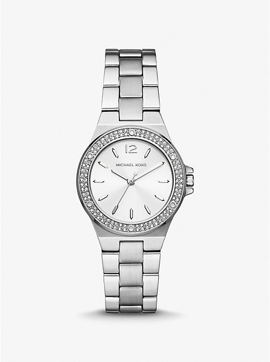 Michael K*rs - Mini Lenn*x Pavé Silver-Tone Watch - MK7280