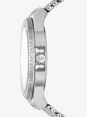 Michael K*rs - Lenn*x Pavé Silver-Tone Mesh Watch - MK7337