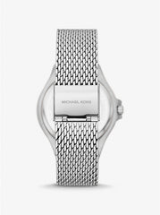 Michael K*rs - Lenn*x Pavé Silver-Tone Mesh Watch - MK7337