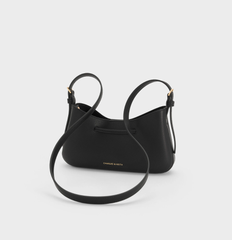 Charles & Ke*th - Mila Recycled Suede Shoulder Bag - Black