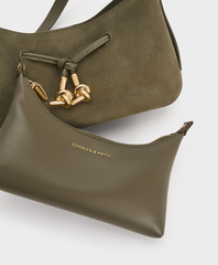 Charles & Ke*th - Mila Recycled Suede Shoulder Bag - Deep Olive