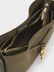 Charles & Ke*th - Mila Recycled Suede Shoulder Bag - Deep Olive
