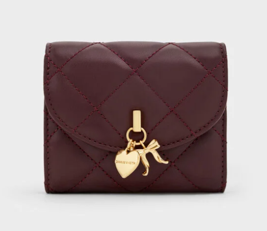 Charles & Ke*th - Arrietty Quilted Curved-Flap Wallet - Burgundy