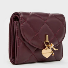 Charles & Ke*th - Arrietty Quilted Curved-Flap Wallet - Burgundy