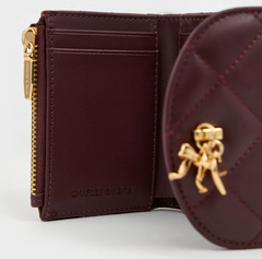 Charles & Ke*th - Arrietty Quilted Curved-Flap Wallet - Burgundy