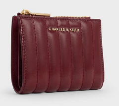 Charles & Ke*th - Donna Panelled Top-Zip Wallet - Burgundy