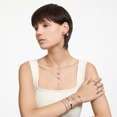 Swar*vski - Matrix ring Baguette cut, Pink, Rose gold-tone plated - 5647589