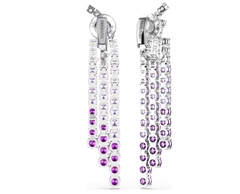 Swar*vski - Matrix clip earrings Colour gradient, Round cuts, Purple, Rhodium plated - 5705831