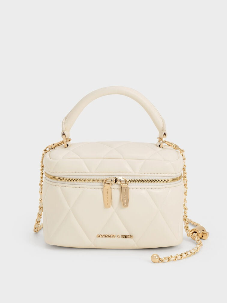 Charles & Ke*th - Arwen Quilted Top Handle Vanity Bag - Cream