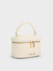 Charles & Ke*th - Arwen Quilted Top Handle Vanity Bag - Cream