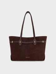 Charles & Ke*th - Arlet Double-Handle Belted Tote Bag - Espresso Brown
