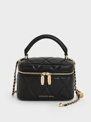 Charles & Ke*th - Arwen Quilted Top Handle Vanity Bag - Black