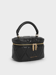 Charles & Ke*th - Arwen Quilted Top Handle Vanity Bag - Black