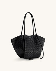 J* PE* - Nal* Wide Weave Texture Tote Bag - Black