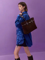 Charles & Ke*th - Arlet Double-Handle Belted Tote Bag - Espresso Brown
