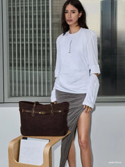 Charles & Ke*th - Arlet Double-Handle Belted Tote Bag - Espresso Brown