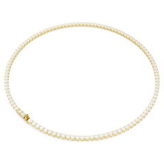 Swar*vski - Matrix Tennis necklace Round cut, White, gold finish - 5681795