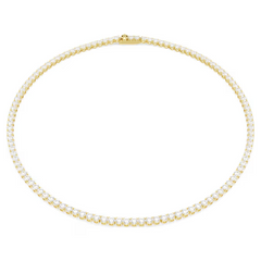Swar*vski - Matrix Tennis necklace Round cut, White, gold finish - 5681795