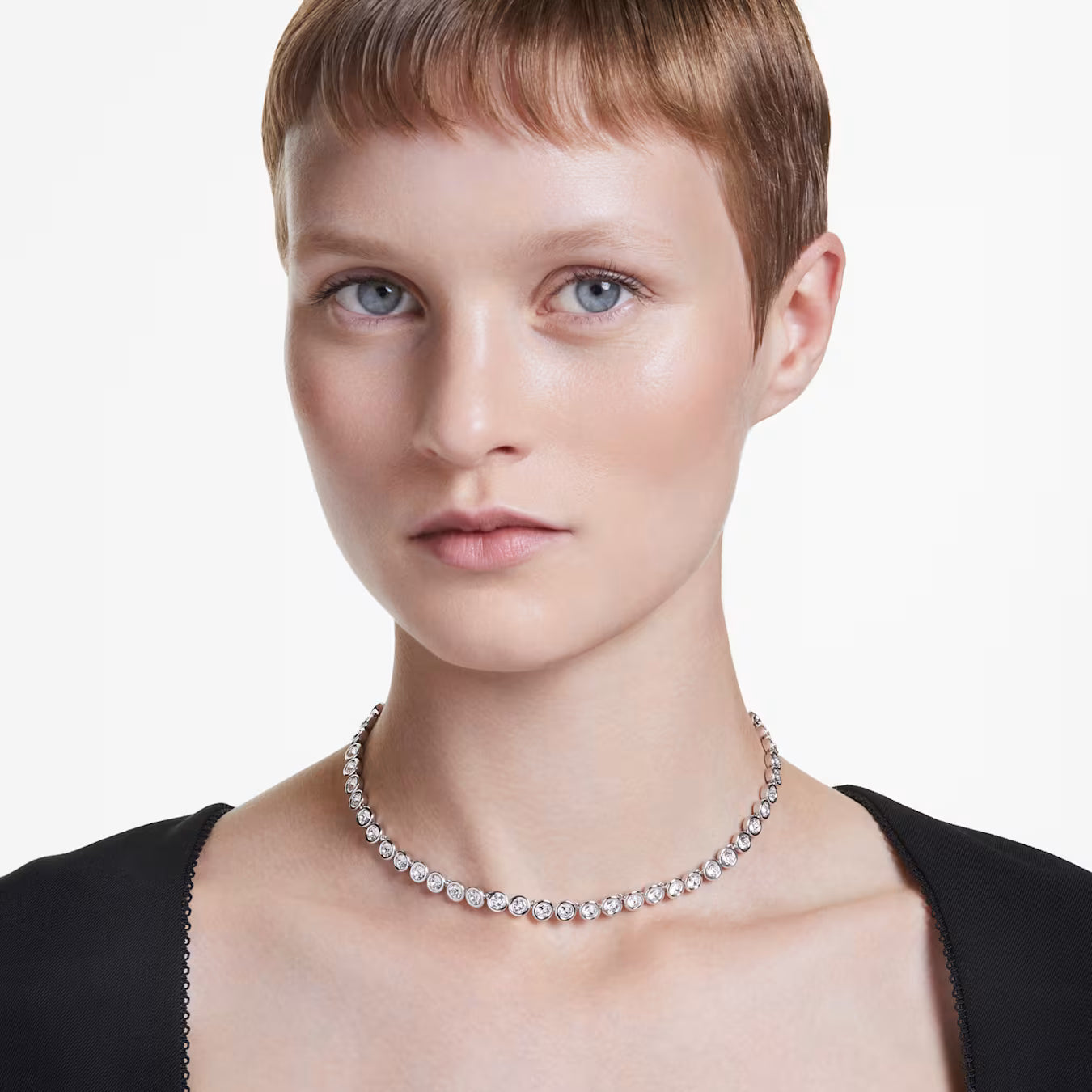Swar*vski - Imber Tennis necklace Round cut, White, Rhodium plated - 5682595