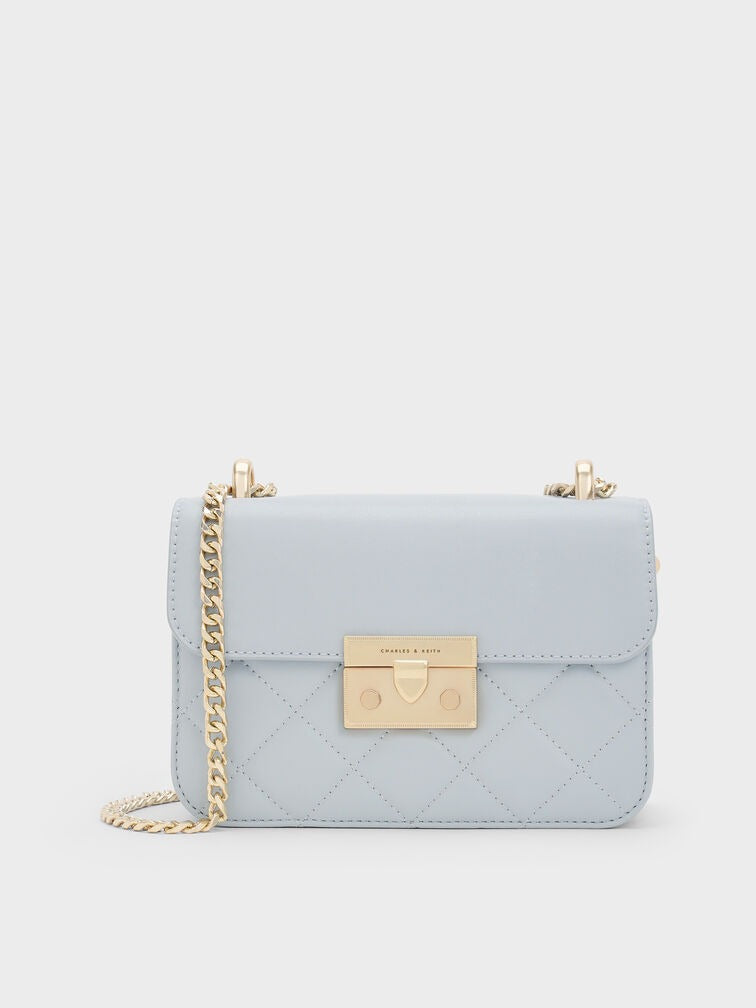 Charles & Ke*th - Alva Quilted Chain-Handle Bag - Sea Salt Blue