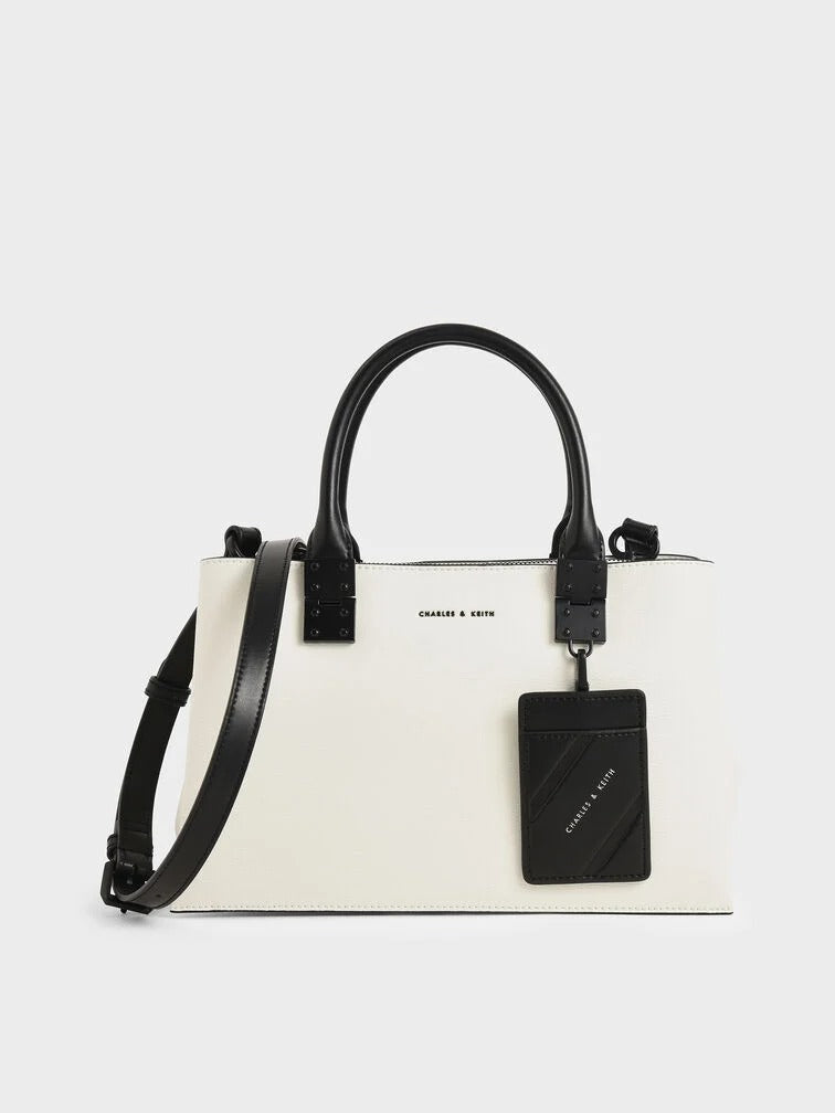 Charles & Ke*th - Cameron Double Top Handle Bag - White