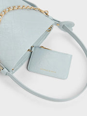 Charles & Ke*th - Duo Quilted Chain Bucket Bag - Sea Salt Blue