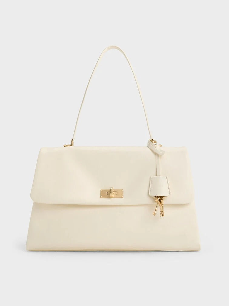 Charles & Ke*th - Kerry Top Handle Satchel Bag - Cream