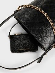 Charles & Ke*th - Duo Quilted Chain Bucket Bag - Black