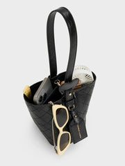 Charles & Ke*th - Duo Quilted Chain Bucket Bag - Black