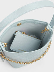 Charles & Ke*th - Duo Quilted Chain Bucket Bag - Sea Salt Blue