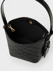 Charles & Ke*th - Duo Quilted Chain Bucket Bag - Black