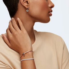 Swar*vski - Symbolica hoop earrings Evil eye, Blue, rose gold finish - 5425857