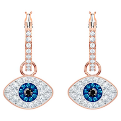 Swar*vski - Symbolica hoop earrings Evil eye, Blue, rose gold finish - 5425857