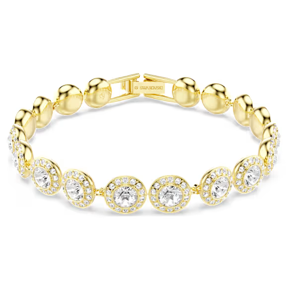 Swar*vski - Una Angelic bracelet Round cut, Pavé, Medium, White, gold finish - 5505469