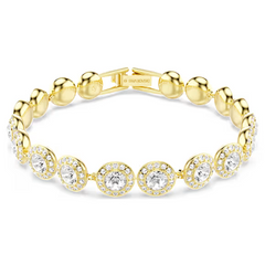 Swar*vski - Una Angelic bracelet Round cut, Pavé, Medium, White, gold finish - 5505469