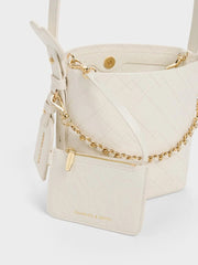 Charles & Ke*th - Duo Quilted Chain Bucket Bag - Cream