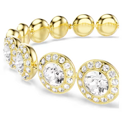 Swar*vski - Una Angelic bracelet Round cut, Pavé, Medium, White, gold finish - 5505469