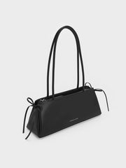 Charles & Ke*th - Hazel Bow Elongated Trapeze Shoulder Bag - Black