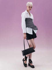 Charles & Ke*th - Hazel Bow Elongated Trapeze Shoulder Bag - Black