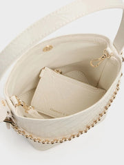 Charles & Ke*th - Duo Quilted Chain Bucket Bag - Cream