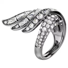 Swar*vski - The Vienn* Collection ring Swan, White, Ruthenium plated - 5735269